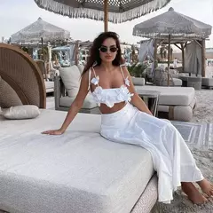 Flor 3D feminina escava mini vestido de malha, sem mangas, vestidos sem encosto, vestidos de festa chique na praia, moda sexy, verão, 2024 - loja online