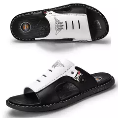 Chinelos de couro antiderrapante masculino, sapato de praia resistente ao desgaste, chinelos casuais, sandálias de verão, novo - comprar online