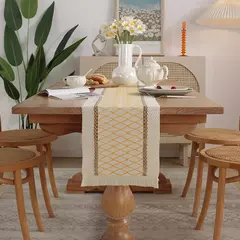 Algodão e linho Splicing Table Flag para casa, toalha de mesa tecida Tassel, Material Natural, Decoração Pastoral, 2 cores - loja online
