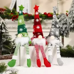 Imagem do Natal Faceless Doll Gnome Ornamentos, Luz LED, Pelúcia, Artesanato de tricô, Decoração pendente, Decorações para crianças, Presente