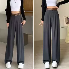 Imagem do Calça feminina clássica de cintura alta, calça larga, reta, clássica, verão, outono, fato da moda, Lady, 2022