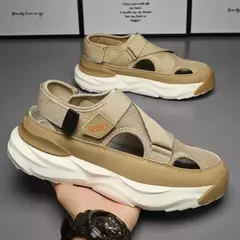 Sandálias de plataforma antiderrapante respiráveis masculinas, sapatos casuais ao ar livre, sandálias de praia, estilista masculino, novo, 2024 - loja online