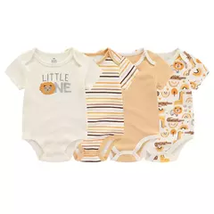 Kiddiezoom-bodysuit manga curta para menino e menina, 100% algodão, roupas recém-nascidas, desenhos animados, 4 peças, verão - comprar online