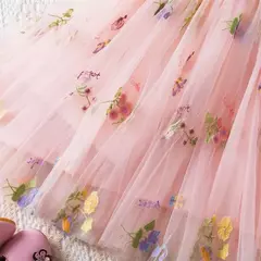 Vestido de malha bordado feminino, Alça de fada, Asas de arco traseiro, Princesa, Aniversário, Doces Bebés, Verão na internet