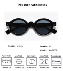 Óculos redondos punk para homens e mulheres, tons de cor dupla, decoração rebites retrô, moldura de lente clara, tendência, UV400 na internet