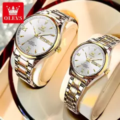 Imagem do OLEVS-Relógio de Quartzo Luminoso Impermeável para Homem e Mulher, Relógios de Amante, Calendário Casal, Moda Original, Marca Top
