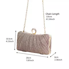 Bolsa de ombro longa quadrada plissada para mulheres, bolsas de noite, bolsa elegante, bolsa de festa, casamento, baile, aniversário, luxo, novo na internet