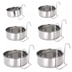 Aço inoxidável pendurado Pet Cage Bowl, Crate Dog Bowl, Alimentador de comida e água, Coop Cup para Cat, Puppy, Birds, Rats 6 tamanhos