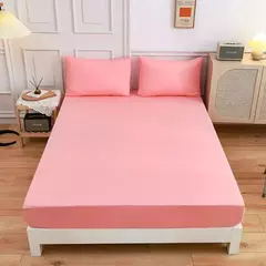 Kuup-Poliéster Equipado lençol e fronhas, monocromático, elástico, em torno da tampa do colchão, cama queen size, 3pcs na internet