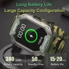 Original C20 Militar relógio inteligente para homens, camuflagem, exército, ao ar livre, IP68, 5ATM impermeável, esportes, freqüência cardíaca, sangue, oxigênio, smartwatch