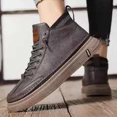 Bota masculina de trabalho com sola macia, bota de couro versátil, sapato antiderrapante, casual e moderno, ao ar livre, quatro temporadas, novo, moda na internet