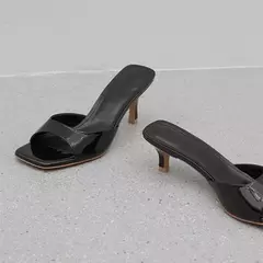 Sapato feminino de salto fino em toe quadrado, chinelos casuais femininos, tendência sexy, tamanho grande, novo, verão - comprar online
