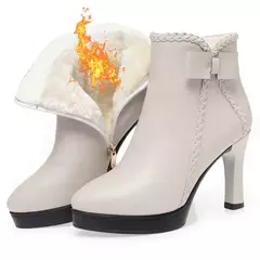 Imagem do Botas de salto agulha de veludo feminino, sapatos de plataforma, botas curtas qu