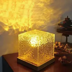 Projetor de ondulação de água rotativo dinâmico, luz noturna, 16 cores, lâmpada de cristal de chama para sala de estar, estudo, quarto, rotação dinâmica
