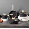 Granito antiaderente Cozinhar Conjuntos com Frigideiras, Pan Stock Pot, Molho Pan, Panelas De Cozinha, Antiaderente, 8Pcs