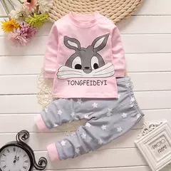 Imagem do Fatos de algodão para bebês, roupas íntimas recém-nascidas, roupas infantis, pijamas infantis, primavera, outono, inverno, 2 peças