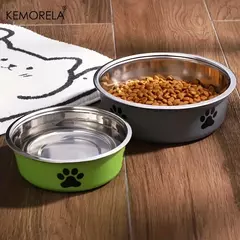 Tigela antiderrapante para cães, grande, médio e pequeno, gatos e cães, água potável, alimentação para animais de estimação, aço inoxidável, tigela de comida para animais de estimação - Wolf Magazine
