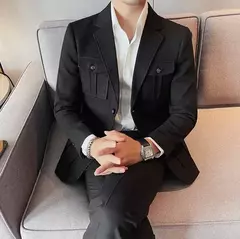 Blazers masculinos de peito único, ternos cinza, casacos grandes, tamanho grande, moda de alta qualidade, novo em 2020 na internet