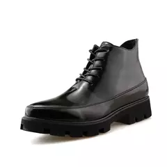 Botas de couro italiano para homens, botas de motocicleta de plataforma alta marca de luxo, sapatos de neve inverno - loja online