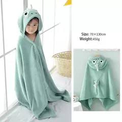 Toalha de banho com capuz coral para crianças, manto dos desenhos animados, roupão infantil, poncho para meninos e meninas - Wolf Magazine