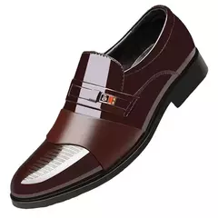 Imagem do Sapatos de couro masculino, Formal Oxfords, Clássicos, Pontudo, Vestido, Casamento, Negócios, Casual, Escritório, Trabalhar