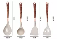Lmetjma-Conjunto De Utensílio De Cozinha De Silicone, Utensílio De Cozinha Com Suporte De Utensílios, Alças De Padrão De Madeira, Panelas Antiaderentes, JT264, 10 Pcs - Wolf Magazine