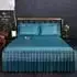 Saia de cama moderna de renda real, saia com elástico para cama queen e king size, máquina respirável e lavável lençóis, 3 pçs/set - Wolf Magazine