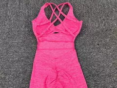 Macacão rosa push up feminino, roupa de ginástica, macacão fitness, roupas esportivas de ioga, conjunto de treino 2024 na internet