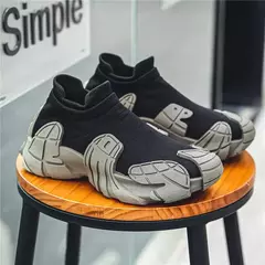 Sapatilhas de meias respiráveis masculinas, deslizamento em sapatos casuais, tênis leves, anti derrapante, tênis de meia na internet