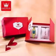 Olevs relógios femininos de luxo dourado aço inoxidável relógio feminino luminoso à prova d' água relógio de pulso de quartzo relógios de moda para mulheres