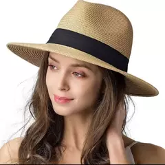 Chapéu Panamá de palha natural de aba larga para homens e mulheres, proteção UV, Fedora, chapéu de sol, verão de praia, atacado, tamanho grande, 56-58, 59-60cm, novo - Wolf Magazine