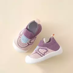 Sapatos de malha respirável para recém-nascido, meias infantis, fundo macio, antiderrapante, menino e menina, 0 a 5 anos, verão