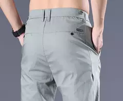 Calça reta masculina de alfaiataria social, calça masculina de algodão, para cima fina e casual, calça empresarial chinesa, clássica, para cima, verão - loja online