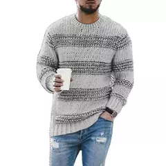 Pulôver com decote em O masculino, suéter de inverno, malha quente, roupa clássica, nova moda - comprar online