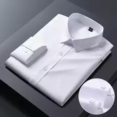 Homens de Manga Longa Stretch Camisas, Anti-Rugas Camisas, Slim Fit, Blusa de Negócios Sociais, Branco, Novo, S-8XL - Wolf Magazine