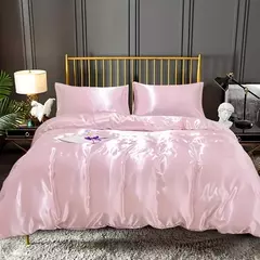 Imagem do Luxo Satin Duvet Cover Set, conjuntos de cama, seda rica, sedosa, macio, sólido, sem rugas, Sexy Honeymoon, Queen Black Series, 3pcs
