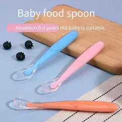 Colher de alimentação de silicone macio do bebê, utensílios de treinamento infantil, colher de comida complementar macia, talheres do primeiro estágio - comprar online