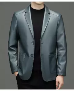 Outono novo casaco de couro masculino terno lapela negócios casual jaqueta de couro masculino na internet