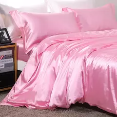 Imagem do Luxo Satin Bedding Set Capa de edredão com fronha Estilo Europeu King Queen Size Confortável Bed Set Covers Folha de linho