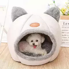 Mais alta qualidade conforto casa para animais de estimação tenda inverno deluxe semi-fechado sono profundo cama de gato casa para animais de estimação tenda pequena esteira cesta pequeno cão na internet