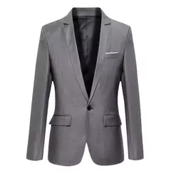 Jaqueta monocromática masculina, bolsos com aba, blazer, clássico, casual, casaco de negócios, botão único, lapela - Wolf Magazine