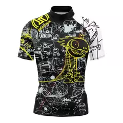 Imagem do Rashguard dos homens novos Manga Curta Surf Camisas Protetor Solar Lycra Tecido Surf Camisola Proteção UV RightTrack Swimwear