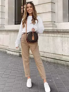 TRAF-Calças lápis cintura alta com costura para mulheres, calças no tornozelo, moda escritório, streetwear outono, 2023