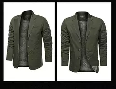 Imagem do Primavera e Outono Novos Homens Retro Cor Sólida Terno de Negócios Largo Solto Três-breasted Terno Multi-bolso Ocasional Regular Jacket Coat