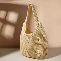 Gusure casual palha sacos de ombro das mulheres de vime tecido senhoras bolsas artesanais praia verão grandes totes saco bohemia