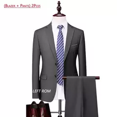 Terno monocromático de três peças masculino, vestido de noiva monocromático para noivo, colete e calça, marca de luxo, negócios formais, 14 cores, M-6XL - loja online