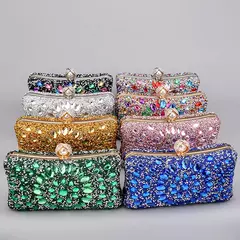 Imagem do Sacos de noite completos dos diamantes, flor acrílica, embreagem dos strass, pérola do metal, baile luxuoso, bolsas do jantar do casamento