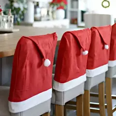 1-6 pçs decoração de natal capas de cadeira papai noel chapéu vermelho cadeira boné cozinha jantar cadeira slipcovers conjuntos para o feriado de natal na internet