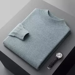 Suéter de caxemira masculino, lã pura, gola semi-alta, pulôver pronto para usar, lazer, primeira linha, novo, outono e inverno - comprar online