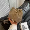Bolsa tiracolo monocromática de strass para mulheres, bolsa de ombro luxuosa, sacola brilhante cordão, jantar, corrente, corrente
